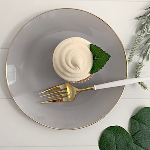 Grey with Gold Dessert Plates - Plastic