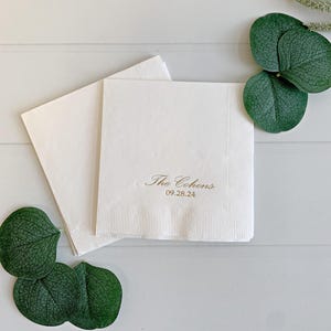 Personalized Wedding Cocktail Napkins: Elegant Script Anniversary, Custom Drink