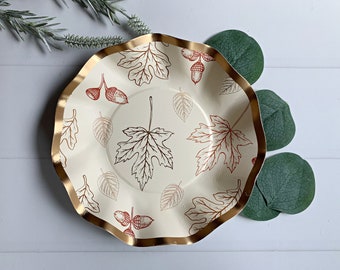 Ivory Fall Leaves Dessert Plate/Bowl