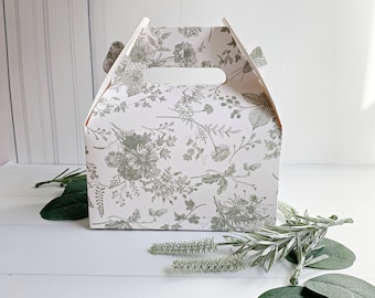 Sage Floral Gable Boxes - Set of 10