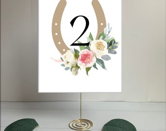 Derby Table Numbers - Ivory and Blush Horseshoe