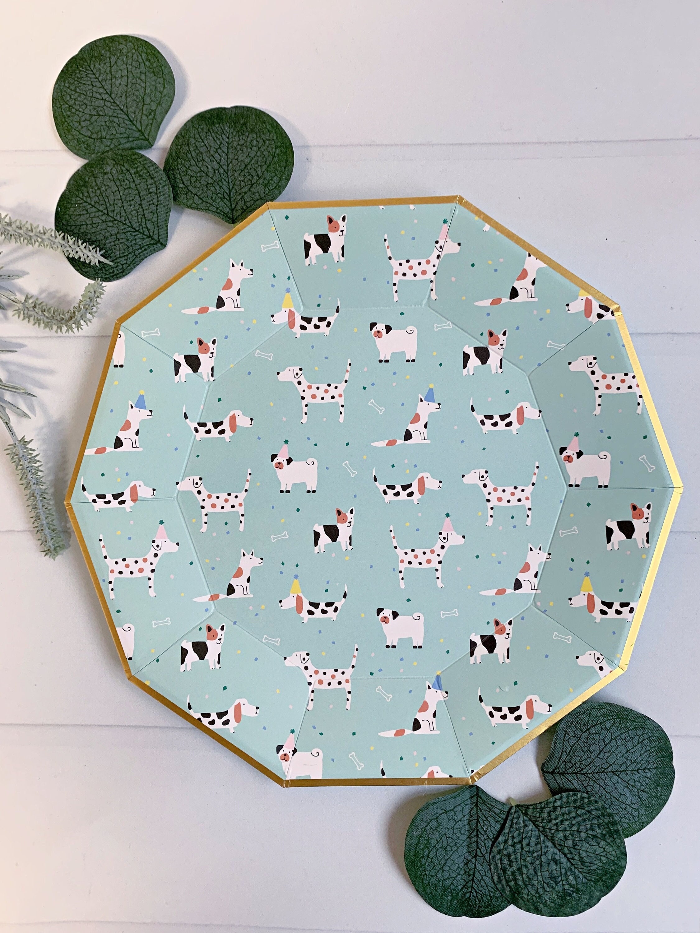 Puppy Party Plates Mint Dinner