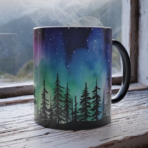 Northern Lights Mug, Color Changing Mug, Aurora Borealis Mug, Heat Sensitive Night Sky Magic Mug, Northern Lights Gifts, Color Morphing Mug