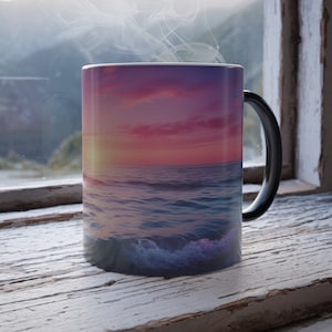 Sunrise Mug, Color Changing Ocean Mug, Sunset Beach Mug, Heat Sensitive Mug, Beach Sunrise Tea Cup, Coastal Coffee Mug, Ocean Wave Mug