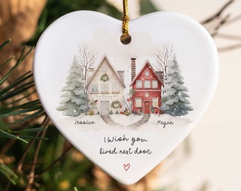 Personalized 'Wish You Lived Next Door' Ornament: Long Distance Friendship Gift