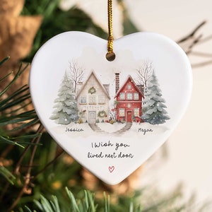 Personalized &#39;Wish You Lived Next Door&#39; Ornament: Long Distance Friendship Gift