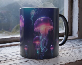 Jellyfish Mug, Color Morphing Jellies Mug, Jellyfish Lover Gift, Jellyfish Coffee Mug, Jelly Mug Color Changing, Jelly Fish Cup, Ocean Gift