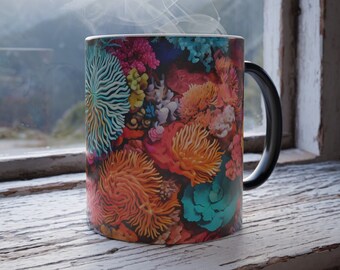 Great Barrier Reef Color Morphing Mug, Coral Reef Coffee Mug, Marine Biologist Mug, Diver Gifts, Reef and Saltwater Tank Mugs, Australia Mug