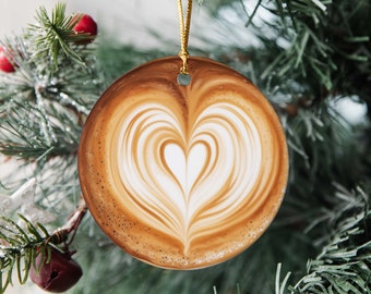 Latte Art Coffee Ornament: Ceramic Barista Gift