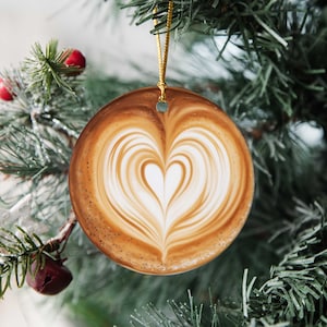 Latte Art Coffee Ornament: Ceramic Barista Gift