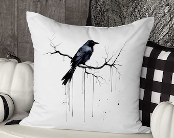 Svart Korp Prydnadskudde, Minimalistisk Halloweendekoration