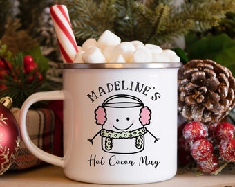 Kindermok warme chocolademelk, kinderkerstmok, kerstcadeau voor kinderen, kerstavondcadeaus, mok warme chocolademelk, kousen, kousen, bom warme chocolademelk