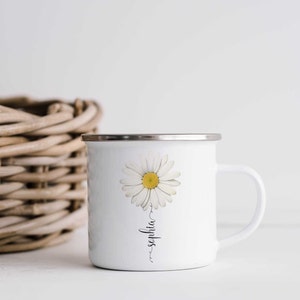 Personlig prästkragemugg: Anpassad kaffekopp med vildblommor 12oz Enamel Camp Mug