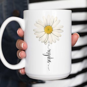 Personlig prästkragemugg: Anpassad kaffekopp med vildblommor 15oz White Mug