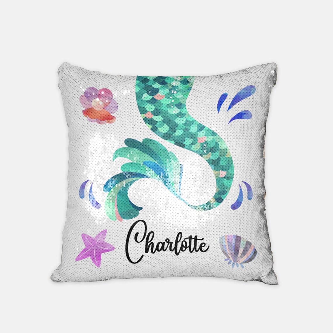 Personalized Sequin Mermaid Pillow Custom Mermaid Pillow Etsy