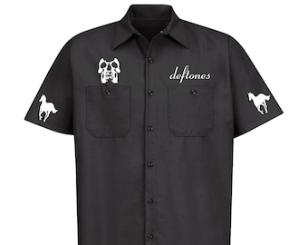Deftones Custom Embroidered Work Shirt Concert Shirt