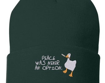 Bestickte Strickmütze - Peace Was Never An Option Naughty Gans