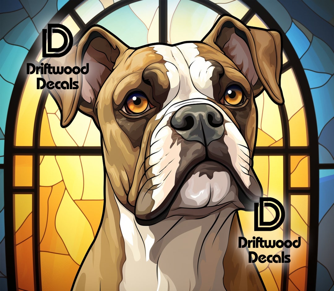20 Ounce Skinny Tumbler Design Boxer Dog Stained Glass Design Only - Etsy