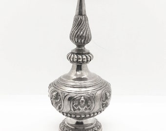 Antique gulab pash gulab dan rosewater sprinkler sterling silver Swami colonial period