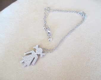Necklace Pendant Baby Large cm 3 brilliant diamonds ct 1.10 G/VVS-vs white gold 18 kt-40%