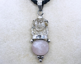 Large Vintage Ganesh Amulet Hand Carved from Himalayan Quartz