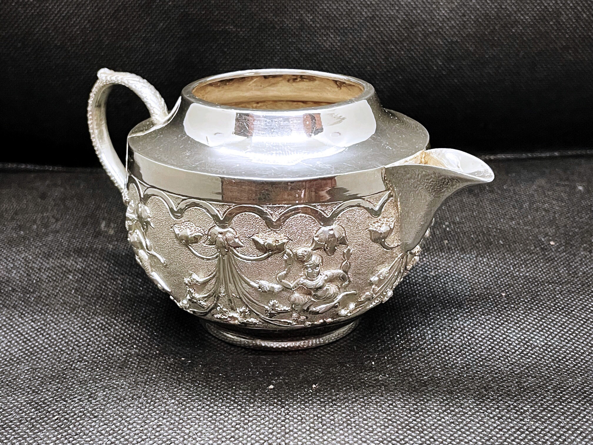 Antique Indian Tea Set Swami Shiva 900 Silver Indian Raj Madras Early