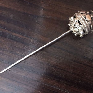 Antique Balkan hair stick ethnic hair ornament in 900 silver - late 18th early 19th century - rare signed