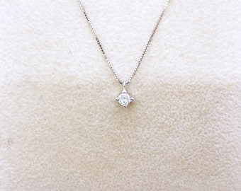 COLLANA punto luce diamante naturale taglio brillante ct 0.11 oro bianco 18kt - natural mined diamond