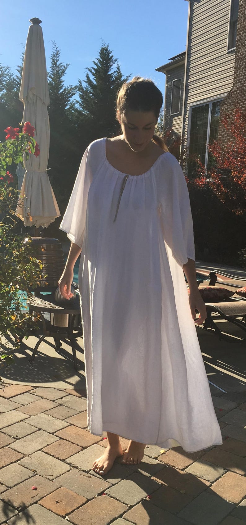 Loose Linen Nightgown: USA Made, French Seams, All-Season Comfort image 4