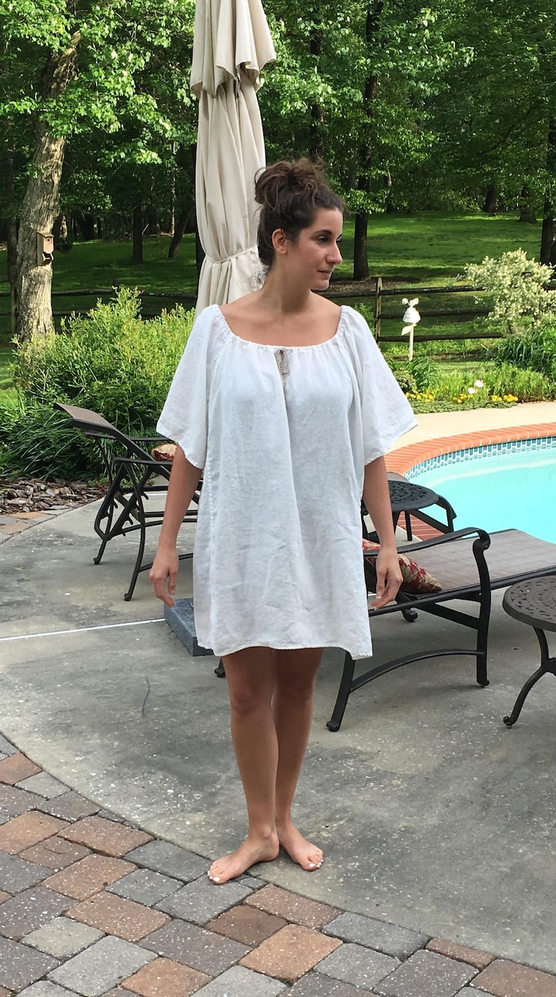 Loose Linen Nightgown: USA Made, French Seams, All-Season Comfort image 11