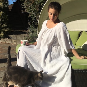 Loose Linen Nightgown: USA Made, French Seams, All-Season Comfort image 2