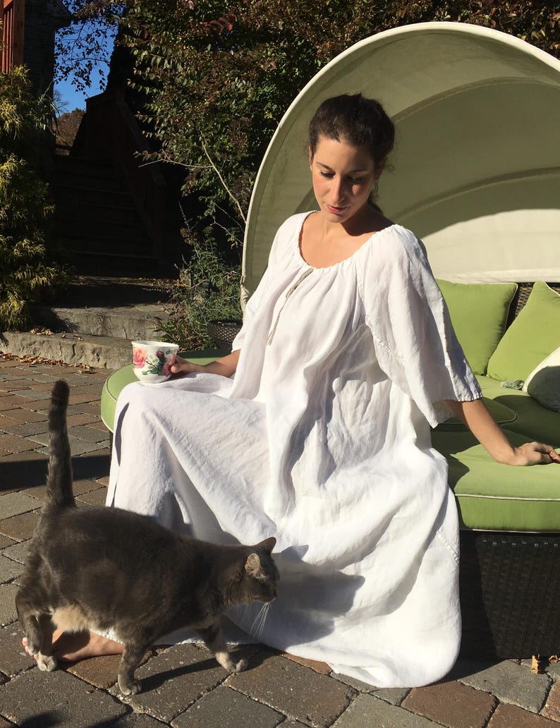 Loose Linen Nightgown: USA Made, French Seams, All-Season Comfort image 2