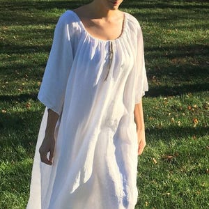 Loose Linen Nightgown: USA Made, French Seams, All-Season Comfort