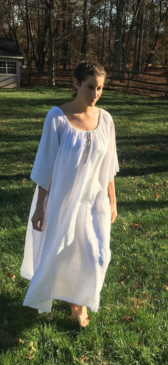 Loose Linen Nightgown: USA Made, French Seams, All-Season Comfort