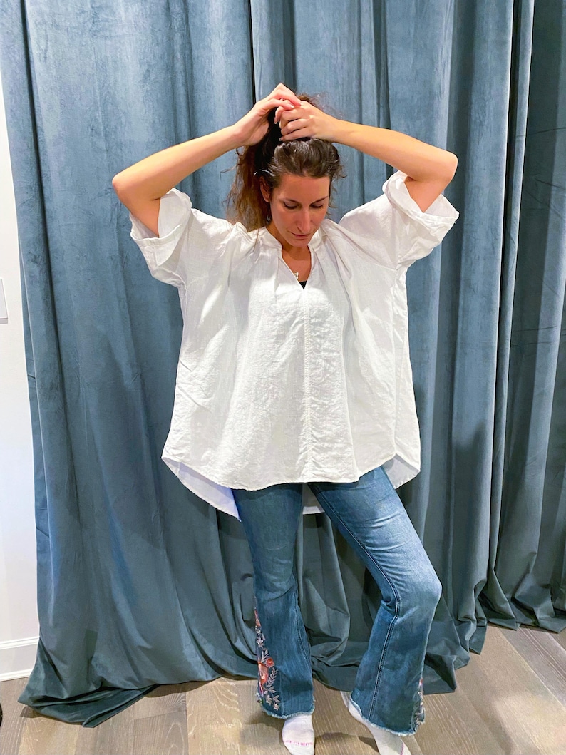 Loose Linen Nightgown: USA Made, French Seams, All-Season Comfort image 15