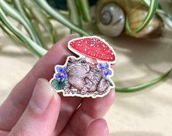 Grumpy Toad Wooden Pin