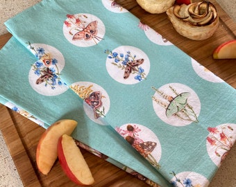 Moths and Wildflowers Flour Sack Tea/Dish Towel