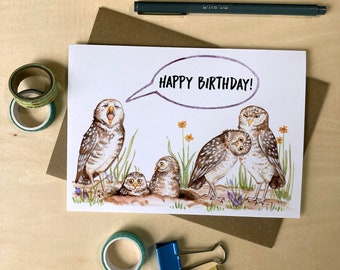 PRINTABLE Owl Greeting Card Birthday Card Cute Card - Etsy