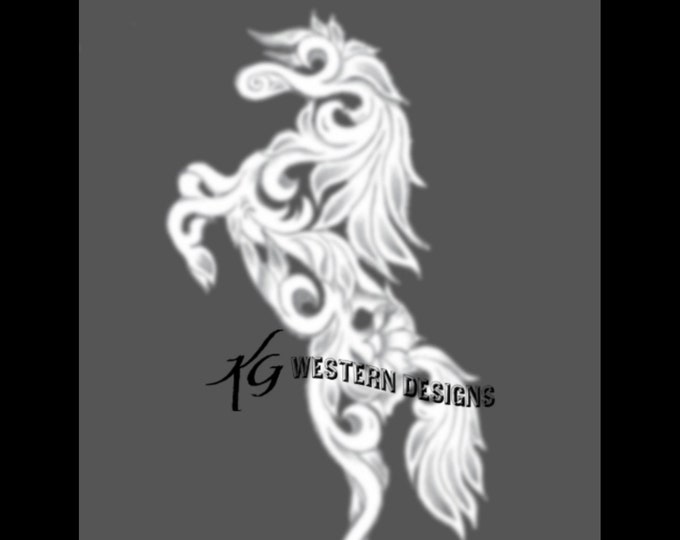 Rearing Horse- Outline Shape- Leather Tooling, Carving Tracing Tattoo Pattern Design