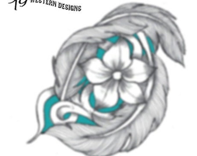 Flower and Feathers Leather Tooling Carving Design Pattern