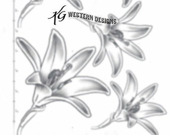 Leather Tooling Tracing Madonna Lilly Flower Size Pattern Pack