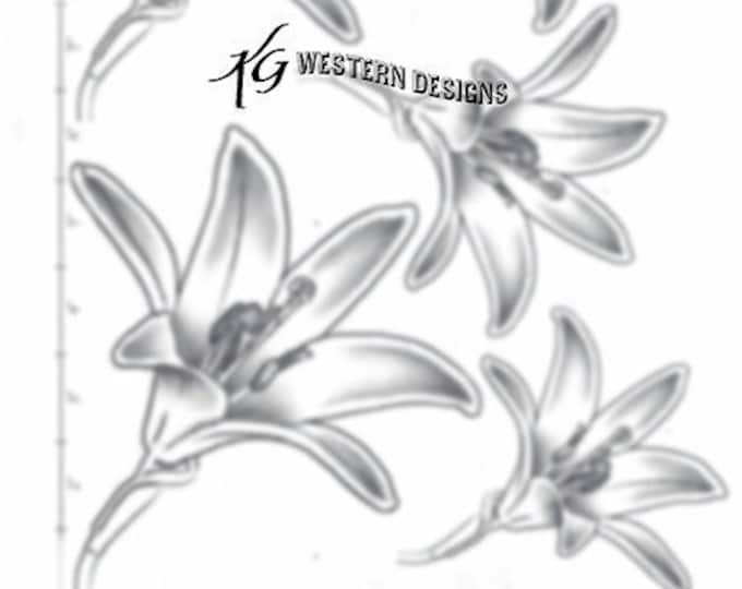 Leather Tooling Tracing Madonna Lilly Flower Size Pattern Pack