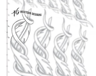 Leather Tooling Element -Twisted Feathers and Vine- Sizes Pattern Pack