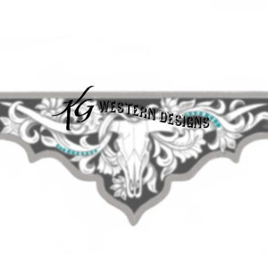 Leather Tooling-Western-Longhorn Cow Skull-Vines-Tracing Corner Design Pattern Design PDF
