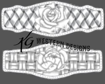 Basketweave Floral Leather Tooling Tracing Design Bracelet Pattern 3 Pack