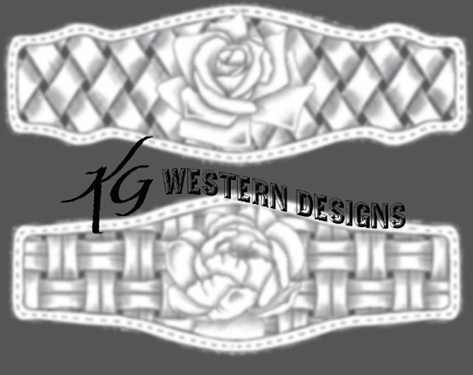 Basketweave Floral Leather Tooling Tracing Design Bracelet Pattern 3 Pack