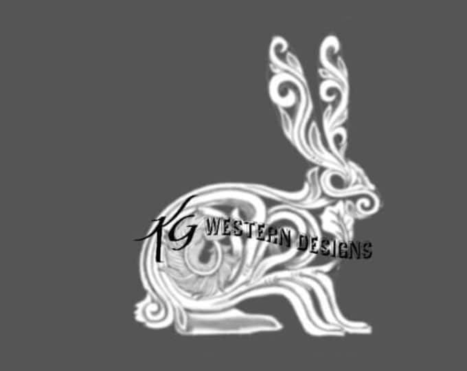 Filigree Rabbit Western Scroll Feathers Carving Leather Tooling Tracing Design Pattern