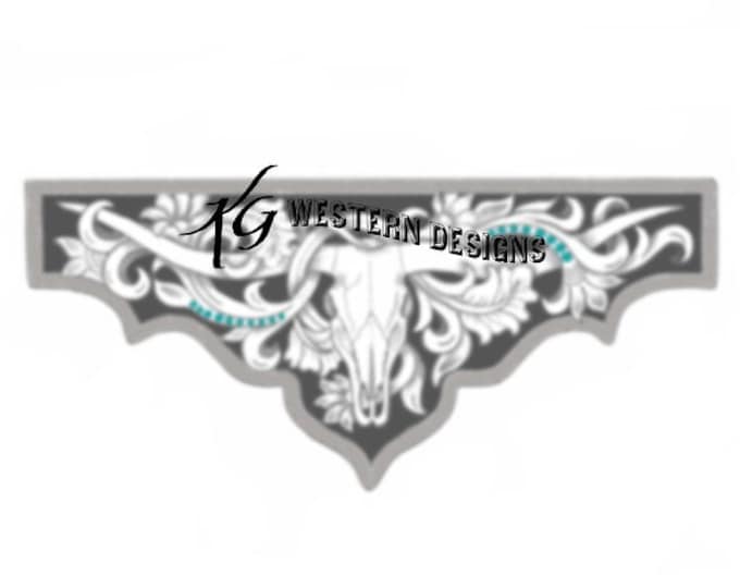 Leather Tooling-Western-Longhorn Cow Skull-Vines-Tracing Corner Design Pattern Design PDF