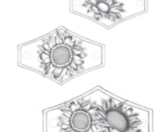 Leather Tooled Hair Slides- Sunflower Daisy Designs, 3 sizes Pattern Pack Download