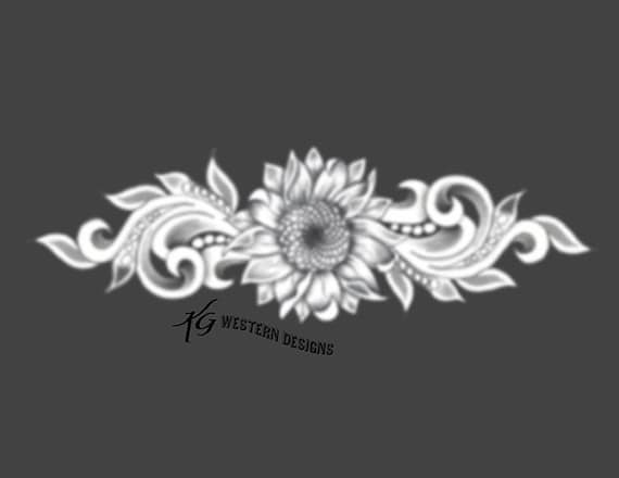 Leather Tooling Pattern Sunflower-fancy-vines Tracing Design